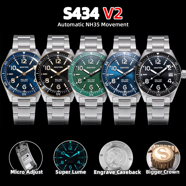 SEESTERN Diver Men Watch Automatic Mechanical Wristwatches NH35